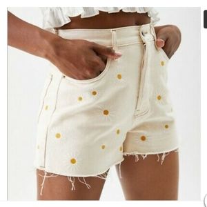 PacSun Daisy Embroidered Ultra High Waisted Vintage Denim Shorts